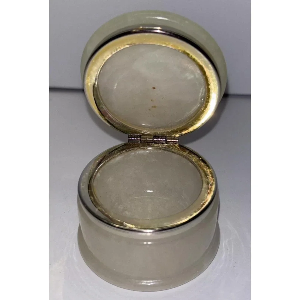 Trinket Box N. Yassaman Company Genuine Alabaster Flowers Pillbox Made in Italy